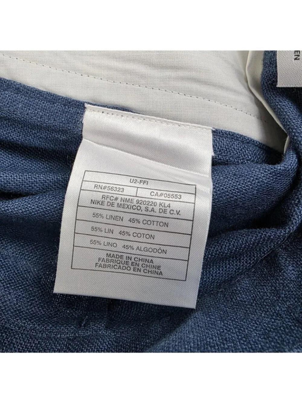 Jordan Two3 Pants Mens 44x34 Blue Linen Cotton Flat Front Tapered NWT